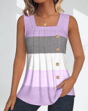 Laden Sie das Bild in den Galerie-Viewer, Gestreiftes Tanktop mit Knöpfen und Falten