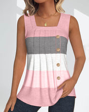 Laden Sie das Bild in den Galerie-Viewer, Gestreiftes Tanktop mit Knöpfen und Falten