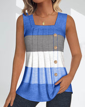 Laden Sie das Bild in den Galerie-Viewer, Gestreiftes Tanktop mit Knöpfen und Falten