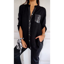 Laden Sie das Bild in den Galerie-Viewer, Lässiges Oberteil mit Patchwork-Pailletten