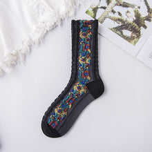 Laden Sie das Bild in den Galerie-Viewer, Vintage Socken mit Blumenstickerei (5 Paar)