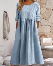 Laden Sie das Bild in den Galerie-Viewer, Einfarbiges Kleid aus Baumwollleinen
