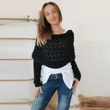 Laden Sie das Bild in den Galerie-Viewer, 🔥Heißer Verkauf 49% RABATT🧶Gestrickter Zopfmuster-Umhang, Bolero für Damen
