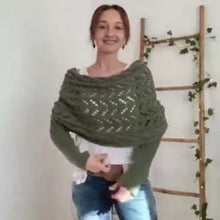 Laden Sie das Bild in den Galerie-Viewer, 🔥Heißer Verkauf 49% RABATT🧶Gestrickter Zopfmuster-Umhang, Bolero für Damen