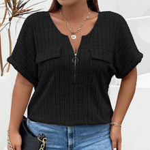 Laden Sie das Bild in den Galerie-Viewer, Einfarbiges Pullover-T-Shirt mit Reißverschluss