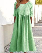 Laden Sie das Bild in den Galerie-Viewer, Einfarbiges Kleid aus Baumwollleinen