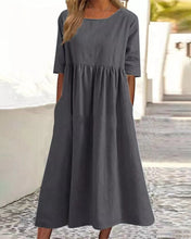 Laden Sie das Bild in den Galerie-Viewer, Einfarbiges Kleid aus Baumwollleinen