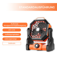 Laden Sie das Bild in den Galerie-Viewer, Tragbarer Ventilator für draußen mit LED-Licht