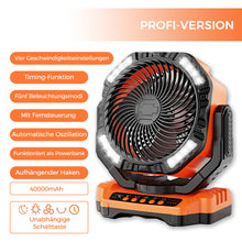 Laden Sie das Bild in den Galerie-Viewer, Tragbarer Ventilator für draußen mit LED-Licht