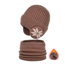 Laden Sie das Bild in den Galerie-Viewer, Kinder-Winter-Fleece-Schal-Anzug-Strickmütze