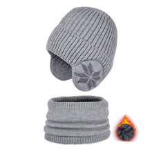 Laden Sie das Bild in den Galerie-Viewer, Kinder-Winter-Fleece-Schal-Anzug-Strickmütze