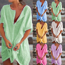 Laden Sie das Bild in den Galerie-Viewer, Einfarbige Kurzärmelige Lockere Bluse