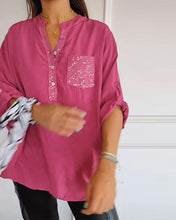 Laden Sie das Bild in den Galerie-Viewer, Lockeres Freizeitoberteil mit Pailletten-Patchwork