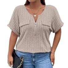 Laden Sie das Bild in den Galerie-Viewer, Einfarbiges Pullover-T-Shirt mit Reißverschluss