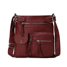 Laden Sie das Bild in den Galerie-Viewer, Schultertasche aus weichem Leder mit mehreren Taschen