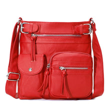 Laden Sie das Bild in den Galerie-Viewer, Schultertasche aus weichem Leder mit mehreren Taschen