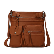 Laden Sie das Bild in den Galerie-Viewer, Schultertasche aus weichem Leder mit mehreren Taschen