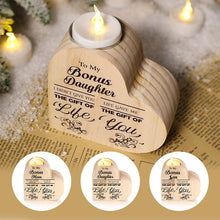 Laden Sie das Bild in den Galerie-Viewer, An meine Tochter/Sohn Kerzenhalter aus Holz, Hand-Schütteln Herzkerzenhalter