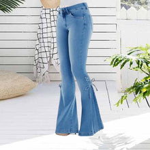 Laden Sie das Bild in den Galerie-Viewer, Elastische Schlagjeans mit Schnürung