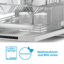 Laden Sie das Bild in den Galerie-Viewer, Essiggurken- und Olivenglasbehälter mit Sieb