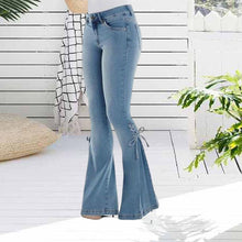 Laden Sie das Bild in den Galerie-Viewer, Elastische Schlagjeans mit Schnürung