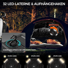 Laden Sie das Bild in den Galerie-Viewer, Tragbarer Ventilator für draußen mit LED-Licht