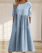 Laden Sie das Bild in den Galerie-Viewer, Einfarbiges Kleid aus Baumwollleinen