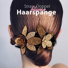 Laden Sie das Bild in den Galerie-Viewer, Strass Doppelblume Haarspange