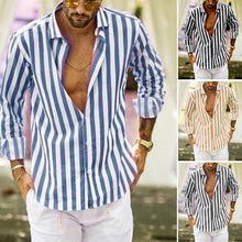 Laden Sie das Bild in den Galerie-Viewer, Gestreiftes Frühlingshemd für Herren