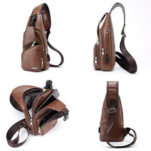 Laden Sie das Bild in den Galerie-Viewer, Schultertasche Crossbodytasche für Herren mit USB-Ladeanschluss