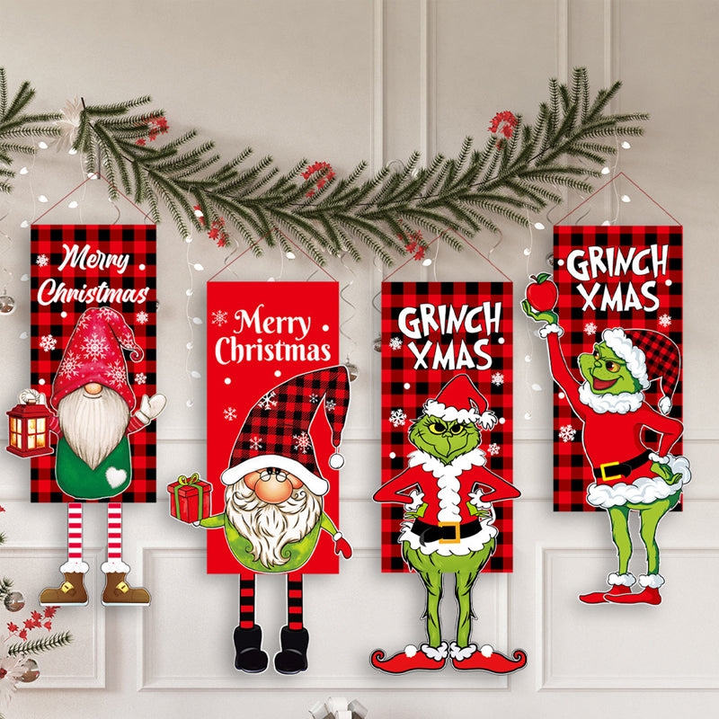Bekecidi 2-teilige Weihnachts-Wimpelkette – Frohe Weihnachten-Banner & Muster, Aus Kraftpapier Für Wand, Tür & Fenster