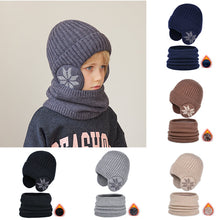 Laden Sie das Bild in den Galerie-Viewer, Kinder-Winter-Fleece-Schal-Anzug-Strickmütze