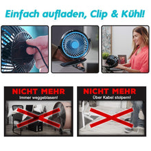 Laden Sie das Bild in den Galerie-Viewer, 360 ° Tragbarer & Wiederaufladbarer Lithium-Ionen-Lüfter