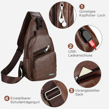 Laden Sie das Bild in den Galerie-Viewer, Schultertasche Crossbodytasche für Herren mit USB-Ladeanschluss