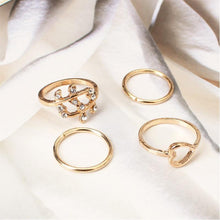Laden Sie das Bild in den Galerie-Viewer, 4/Set Fingergelenk-Ringe ,Liebe und Blätter,Diamant
