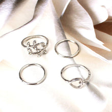 Laden Sie das Bild in den Galerie-Viewer, 4/Set Fingergelenk-Ringe ,Liebe und Blätter,Diamant