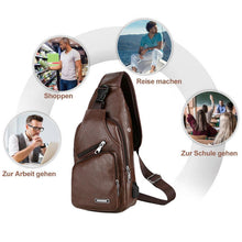 Laden Sie das Bild in den Galerie-Viewer, Schultertasche Crossbodytasche für Herren mit USB-Ladeanschluss