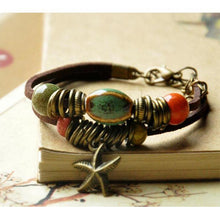 Laden Sie das Bild in den Galerie-Viewer, Unisex Vintage Porzellan Charm mehrschichtiges verstellbares Armband