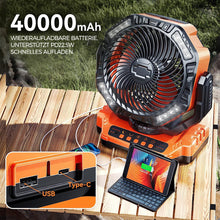 Laden Sie das Bild in den Galerie-Viewer, Tragbarer Ventilator für draußen mit LED-Licht