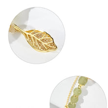 Laden Sie das Bild in den Galerie-Viewer, Doppelschichtiges Hetian-Jade-Armband mit Blättern