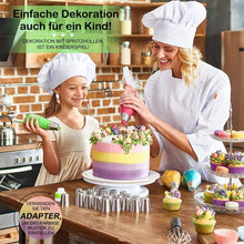 Laden Sie das Bild in den Galerie-Viewer, Spritztüllen Set aus Edelstahl (13 teilig) für Cupcakes & Kuchen Dekoraktion