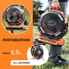 Laden Sie das Bild in den Galerie-Viewer, Tragbarer Ventilator für draußen mit LED-Licht