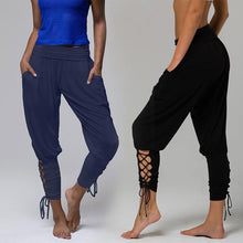 Laden Sie das Bild in den Galerie-Viewer, Schnürbinde elastische Taille Jogger Pants Yoga Leggings