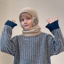 Laden Sie das Bild in den Galerie-Viewer, Kinder-Winter-Fleece-Schal-Anzug-Strickmütze