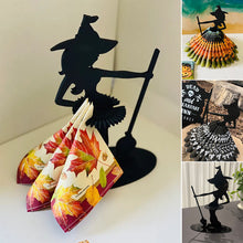 Laden Sie das Bild in den Galerie-Viewer, Hölzerne Halloween-Hexe-Serviettenhalter-Verzierung