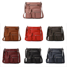 Laden Sie das Bild in den Galerie-Viewer, Schultertasche aus weichem Leder mit mehreren Taschen