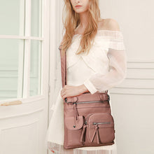 Laden Sie das Bild in den Galerie-Viewer, Schultertasche aus weichem Leder mit mehreren Taschen