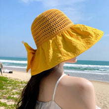 Laden Sie das Bild in den Galerie-Viewer, Verstaubarer Sonnenhut mit Schleife
