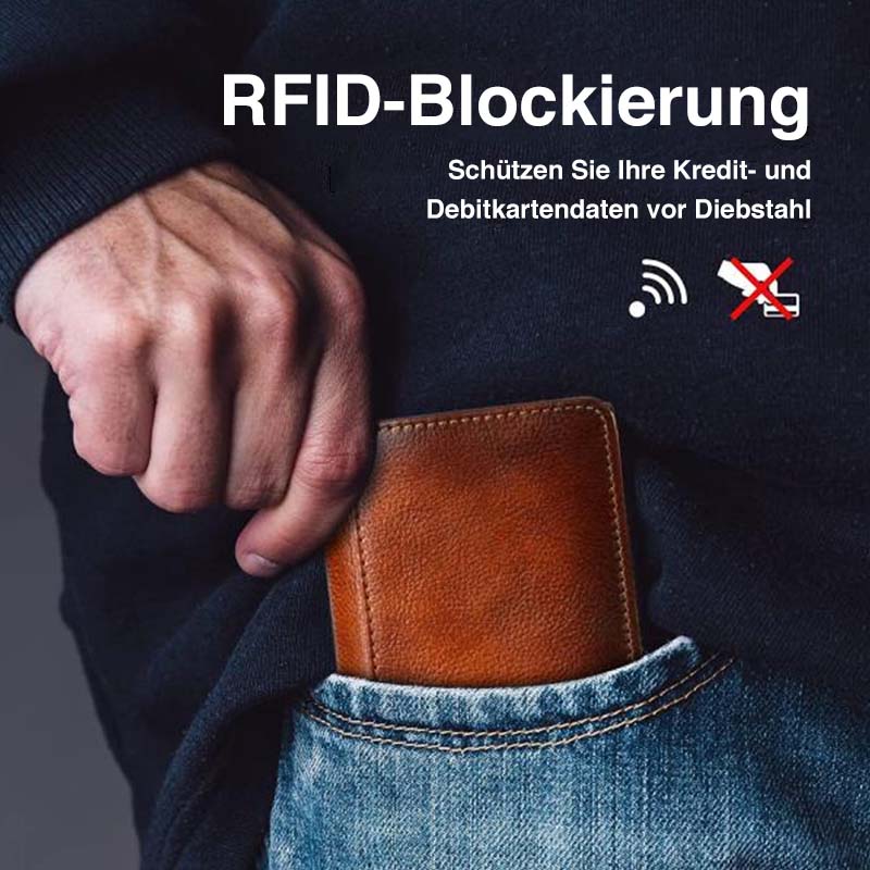 Biker-Geldbörse Aus 100% Rindsleder – Dreifach Gefaltet, Mit RFID-Schutz Und Kette Biker-Geldbörse Aus 100% Rindsleder – Dreifach Gefaltet, Mit RFID-Schutz Und Kette