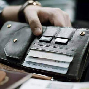 Herren Reisepass-Geldbörse aus Leder mit RFID-Blockierung